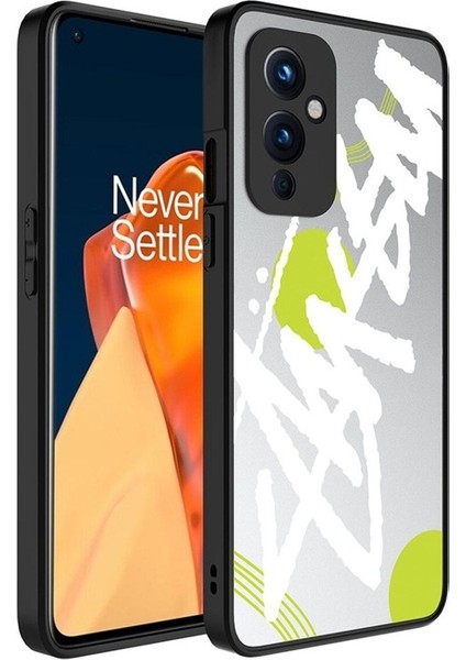 Oneplus 9 Uyumlu Kılıf Aynalı Desenli Kamera Korumalı Parlak Mirror Kapak, Yazı