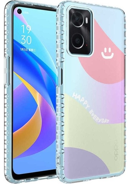 Oppo A96 4g Uyumlu Kılıf Airbag Kenarlı Renkli Desenli Silikon Elegans Kapak, No7