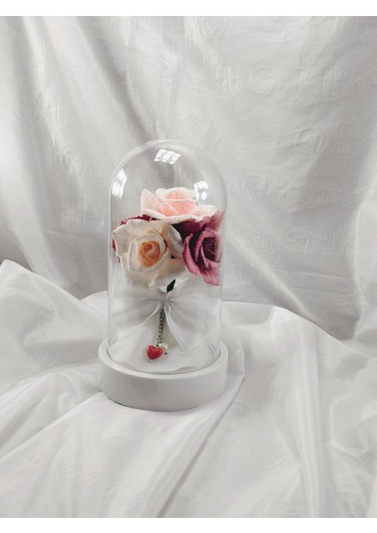 Rüya Fanus Ledli Pembe Gül Buketi Hediyelik Fanus modelleri