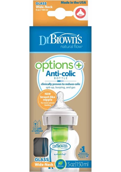 Dr Brown's Geniş Ağız Cam Biberon 150ML (Yeni) modelleri