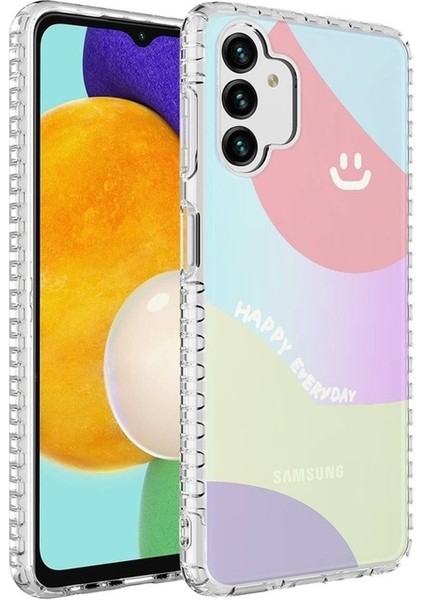 Samsung Galaxy A04S Uyumlu Kılıf Airbag Kenarlı Renkli Desenli Silikon Elegans Kapak, No7