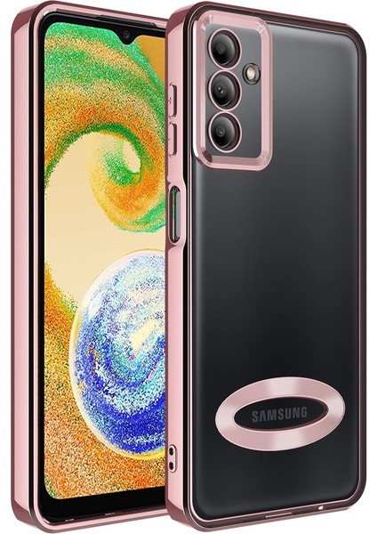 Samsung Galaxy A04S Uyumlu Kılıf Kamera Korumalı Logo Gösteren Omega Kapak, Rose Gold