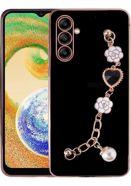 Samsung Galaxy A04S Uyumlu Kılıf El Tutamaçlı Kamera Korumalı Taka Silikon Kapak, Siyah