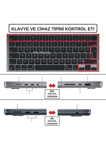 Macbook Air Pro Klavye Koruyucu M1-M2-M3, (Türkçe Q) A2681 A3113, A2941 A3114, A2442 A2779 A2992 A2918, A2485 A2780 A2991 ile Uyumlu Gradient