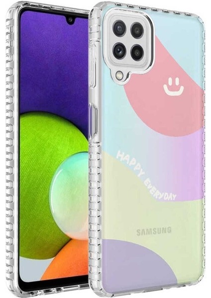 Samsung Galaxy A22 4g Uyumlu Kılıf Airbag Kenarlı Renkli Desenli Silikon Elegans Kapak, No7