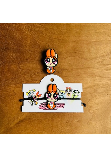 Powerpuff Girls 2 Li Set Crocs Jibbitz Terlik Süsü ve Makrome Örgülü Ayarlamalı Çocuk Bilekliği
