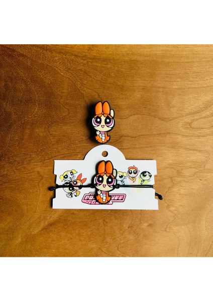 Powerpuff Girls 2 Li Set Crocs Jibbitz Terlik Süsü ve Makrome Örgülü Ayarlamalı Çocuk Bilekliği