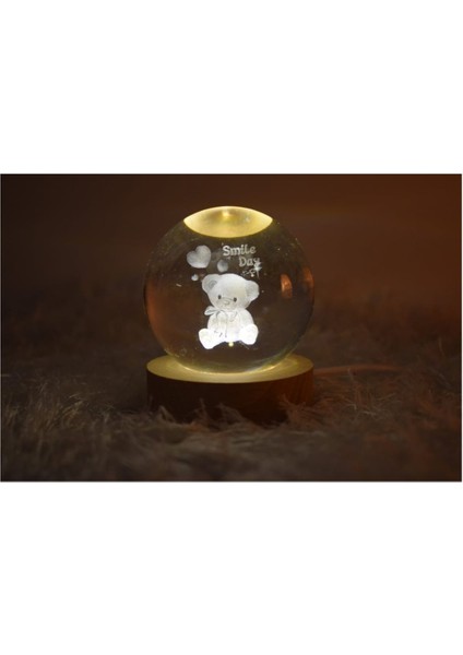 Mr Sevgiliye Özel 3D Kristal Cam Küre, Ahşap Soketli Gece Lambası,led, Gece Lambası,harika Bir Hediye