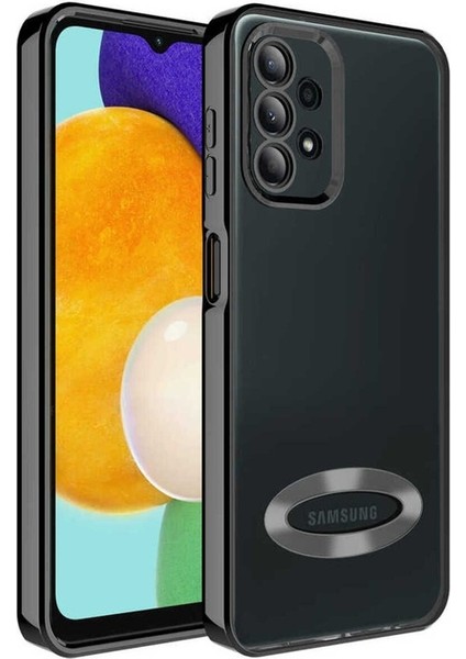 Samsung Galaxy A23 Uyumlu Kılıf Kamera Korumalı Logo Gösteren Omega Kapak, Siyah