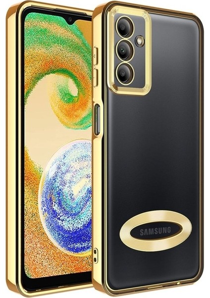 Samsung Galaxy A54 Uyumlu Kılıf Kamera Korumalı Logo Gösteren Omega Kapak, Gold