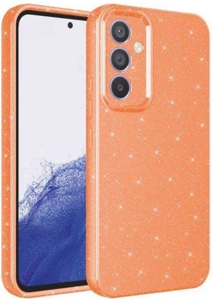 Samsung Galaxy A34 Uyumlu Kılıf Kamera Korumalı Simli Lüks Koton Kapak, Turuncu
