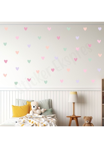 Dreamy Asimetrik Kalpler Çocuk Odası Duvar Sticker Seti