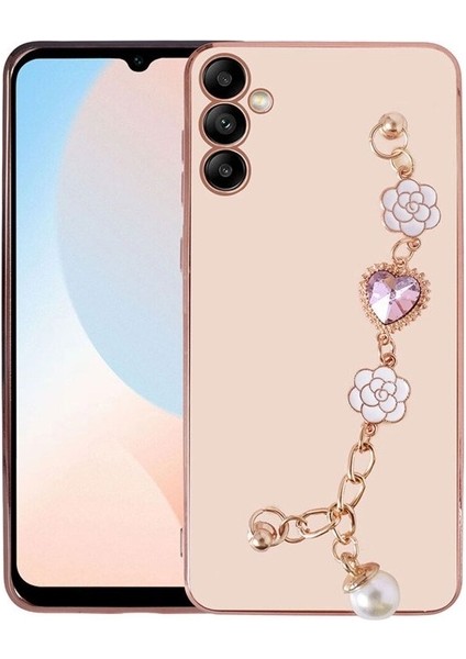 Samsung Galaxy A54 Uyumlu Kılıf El Tutamaçlı Kamera Korumalı Taka Silikon Kapak, Pembe