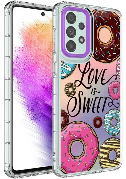 Samsung Galaxy A73 Uyumlu Kılıf Kamera Korumalı Renkli Desenli Sert Silikon Korn Kapak, NO11