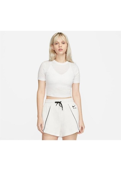 Air Baskılı Dar Kesimli Kısa Kadın Tişört DZ3751-121