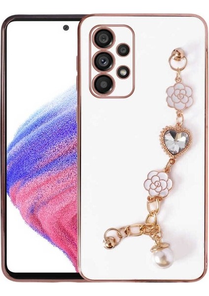 Samsung Galaxy A72 Uyumlu Kılıf El Tutamaçlı Kamera Korumalı Taka Silikon Kapak, Beyaz