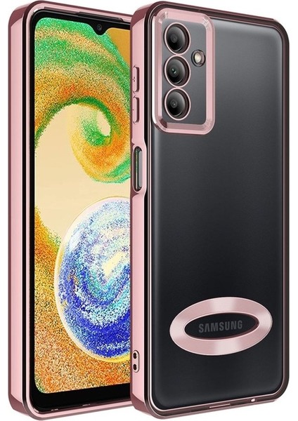 Samsung Galaxy A54 Uyumlu Kılıf Kamera Korumalı Logo Gösteren Omega Kapak, Rose Gold