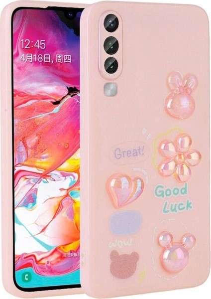 Samsung Galaxy A70 Uyumlu Kılıf Kabartma Figürlü Parlak Toys Silikon Kapak, Pembe