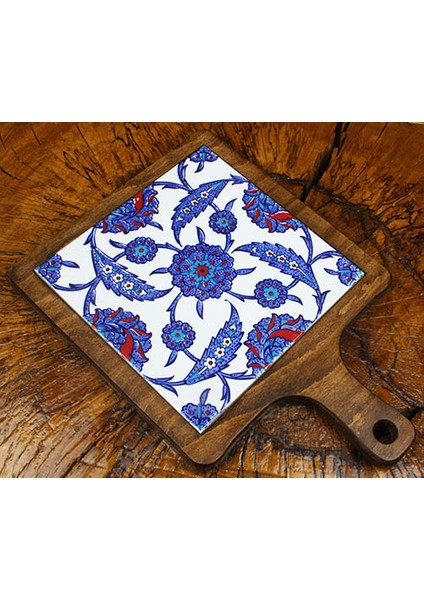 Mavi Bahçe Ahşap Sunum Tepsisi fiyatları