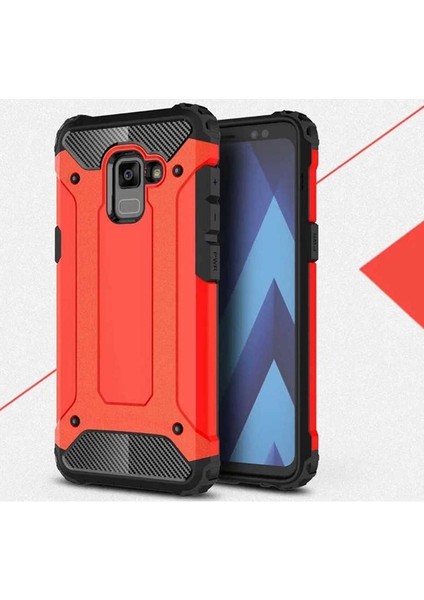 Samsung Galaxy A8 2018 Uyumlu Kılıf Crash Silikon Kapak, Kırmızı