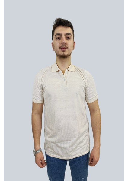 Daniel Milano Erkek Striped Polo Yaka Açık Kahve T-Shirt