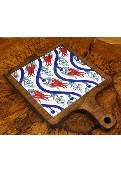 S Lale Motifli Ahşap Sunum Tepsisi fiyatları