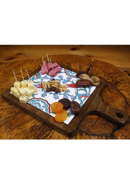 Lale Bahçesi Ahşap Sunum Tepsisi