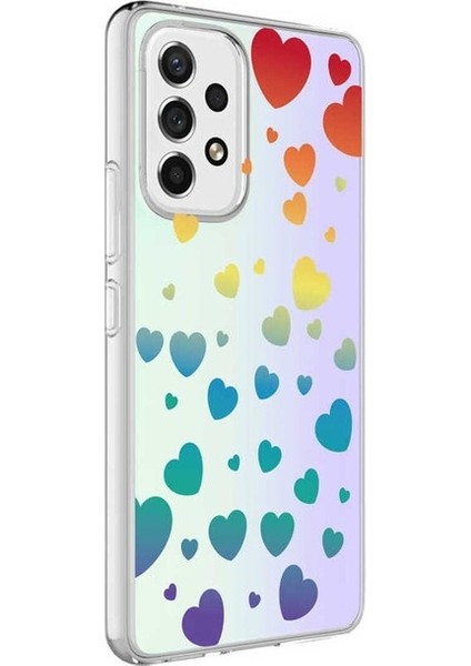 Samsung Galaxy A73 Uyumlu Kılıf M-Blue Desenli Kapak, Heart No3