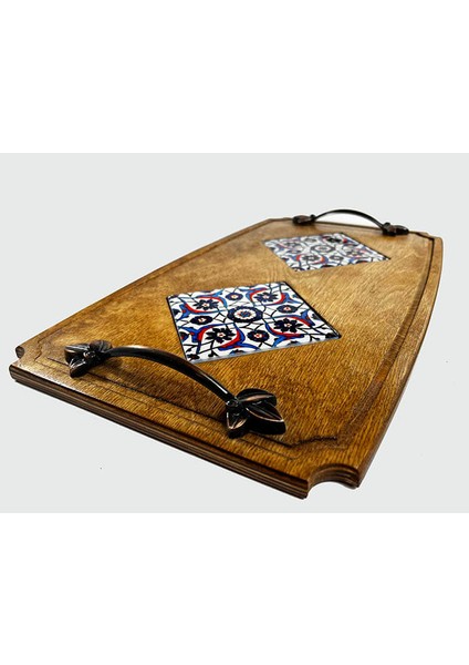 Bitkisel Motif Ahşap Tepsi