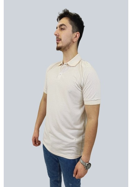 Daniel Milano Erkek Striped Polo Yaka Açık Kahve T-Shirt