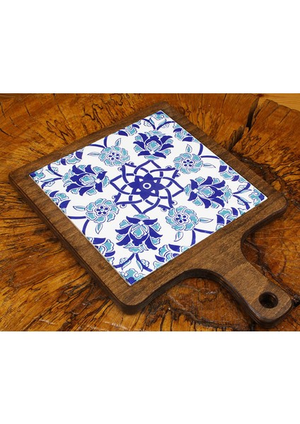 Çiçek Desenli Ahşap Sunum Tepsisi fiyatları