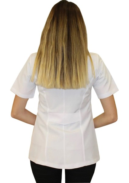 Gömlek Yaka Kadın Kısa Boy - Kısa Kol Doktor Önlüğü , Öğretmen Önlüğü , Hastane Forması , Beyaz Önlük modelleri
