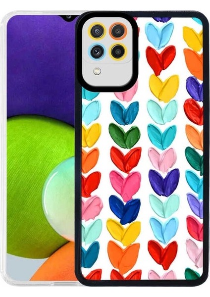 Samsung Galaxy M22 Uyumlu Kılıf M-Fit Desenli Kapak, Heart No6