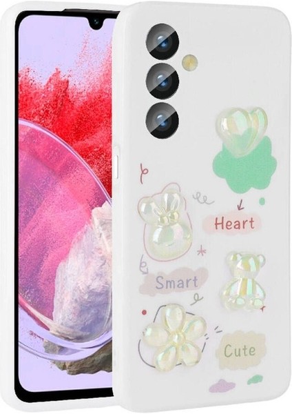 Samsung Galaxy M34 5g Uyumlu Kılıf Kabartma Figürlü Parlak Toys Silikon Kapak, Beyaz