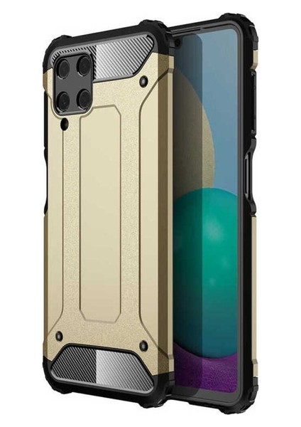 Samsung Galaxy M22 Uyumlu Kılıf Crash Silikon Kapak, Gold