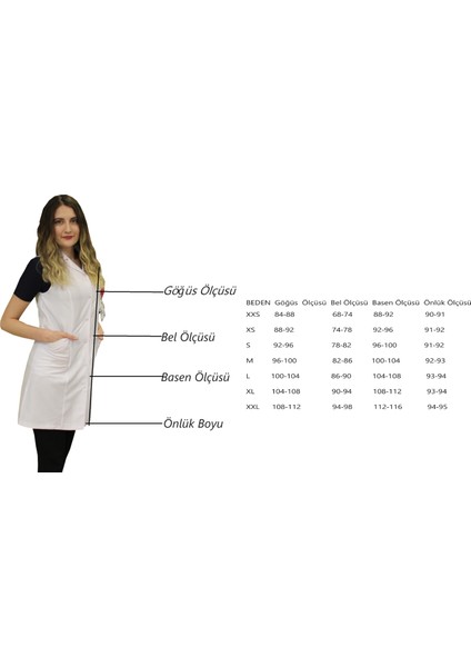 Gömlek Yaka Kadın Diz Üstü Boy - Kolsuz Doktor Önlüğü , Öğretmen Laboratuvar , Hastane Beyaz Önlük modelleri