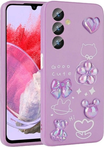 Samsung Galaxy M34 5g Uyumlu Kılıf Kabartma Figürlü Parlak Toys Silikon Kapak, Mor