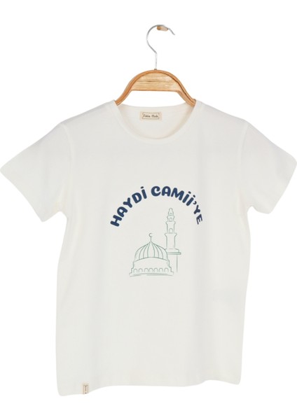 Erkek Çocuk Kısa Kollu T-Shirt Haydi Camii Ye Baskılı Bisiklet Yaka
