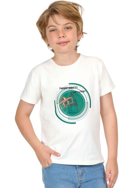 Erkek Çocuk Uzun Kollu Bisiklet Yaka Hazerfen Baskılı T-Shirt