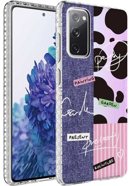 Samsung Galaxy S20 Fe Uyumlu Kılıf Airbag Kenarlı Renkli Desenli Silikon Elegans Kapak, No8