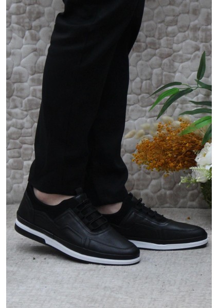 42201 Lastik Bağçıklı Rahat Iç Ve Dış Deri Erkek Ayakkabı