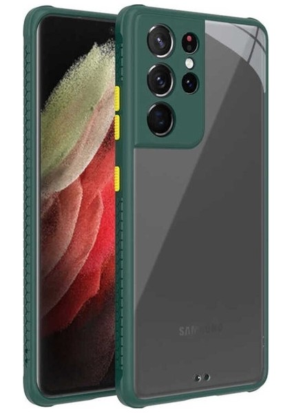 Samsung Galaxy S21 Ultra Uyumlu Kılıf Kaff Kapak, Koyu Yeşil