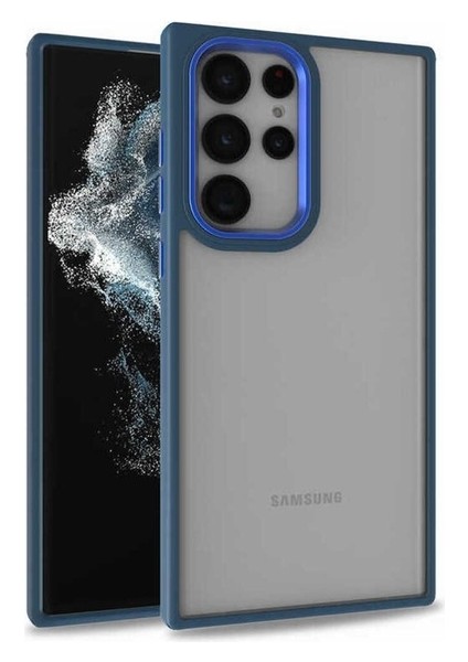 Samsung Galaxy S22 Ultra Uyumlu Kılıf Flora Kapak, Mavi