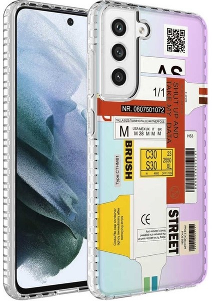 Samsung Galaxy S21 Fe Uyumlu Kılıf Airbag Kenarlı Renkli Desenli Silikon Elegans Kapak, No2