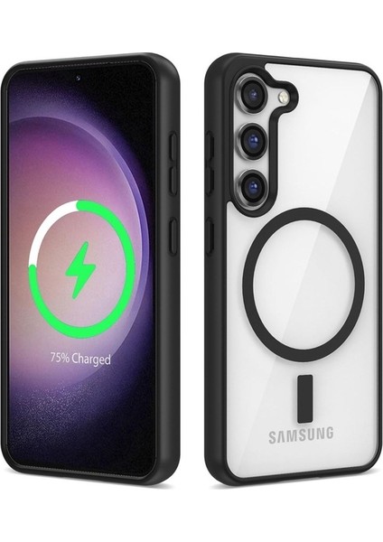 Samsung Galaxy S22 Uyumlu Kılıf Magsafe Wireless Şarj Özellikli Silikon Ege Kapak, Siyah