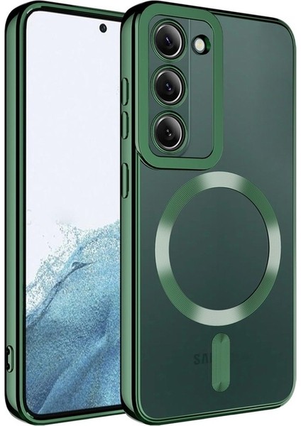 Samsung Galaxy S23 Plus Uyumlu Kılıf Magsafe Wireless Şarj Özellikli Setro Silikon, Koyu Yeşil