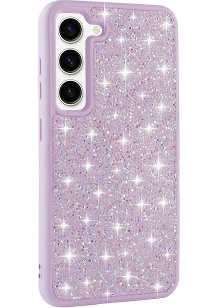 Samsung Galaxy S23 Uyumlu Kılıf Parlak Taşlı Tasarım Pırlanta Kapak, Lila