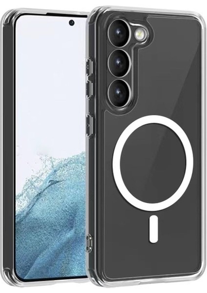 Samsung Galaxy S23 Plus Uyumlu Kılıf Magsafe Şarj Özellikli Şeffaf Sert Pc Embos Kapak