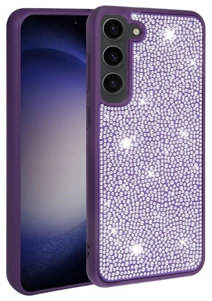 Samsung Galaxy S23 Plus Uyumlu Kılıf Parlak Taşlı Tasarım Ston Kapak, Derin Mor