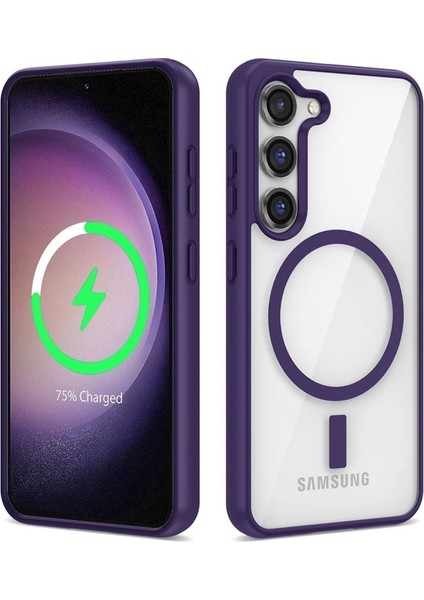 Samsung Galaxy S23 Plus Uyumlu Kılıf Magsafe Wireless Şarj Özellikli Silikon Ege Kapak, Mor